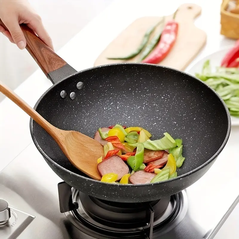 Cast Iron Chef's Pan 30CM-34CM Nonstick Coating, Easy Clean, Ergonomic Handle, Versatile Kitchen Cookware 5