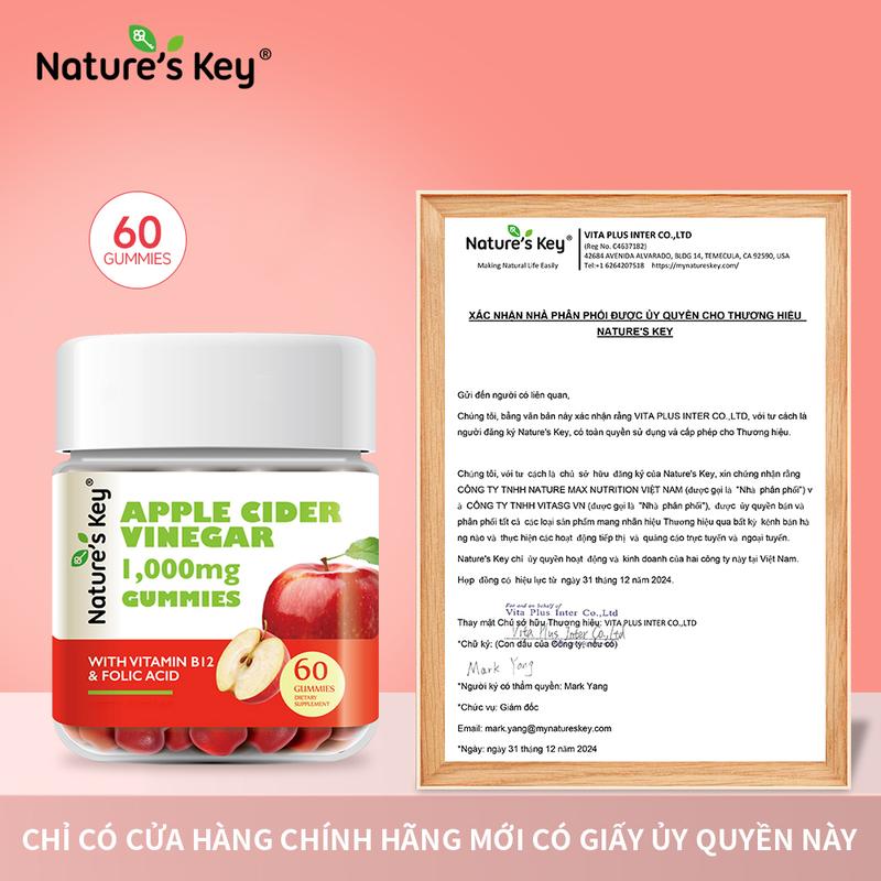 0 chất béo, 0 lo lắng khi dùng | Kẹo dẻo Giấm táo Nature’s Key, 1000mg Giấm táo nguyên chất cùng nhiều Vitamin thiết yếu 4