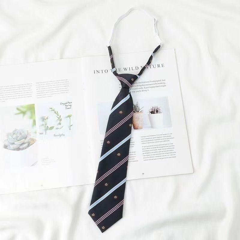 Blue Tie DK Shirt Men's Casual Formal Lazy No-Knot Easy Pull College Style Bow Tie Women's Decoration 5