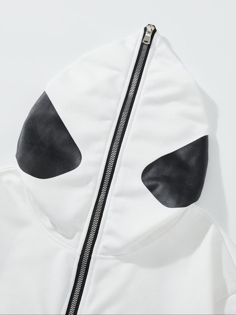 Product Introduction of Men's Cartoon Spider & Letter Print Zip Up Hoodie, Regular Fit Casual Street Long Sleeve Hooded Sweatshirt for Daily Wear, Men's Clothes for All Seasons 11