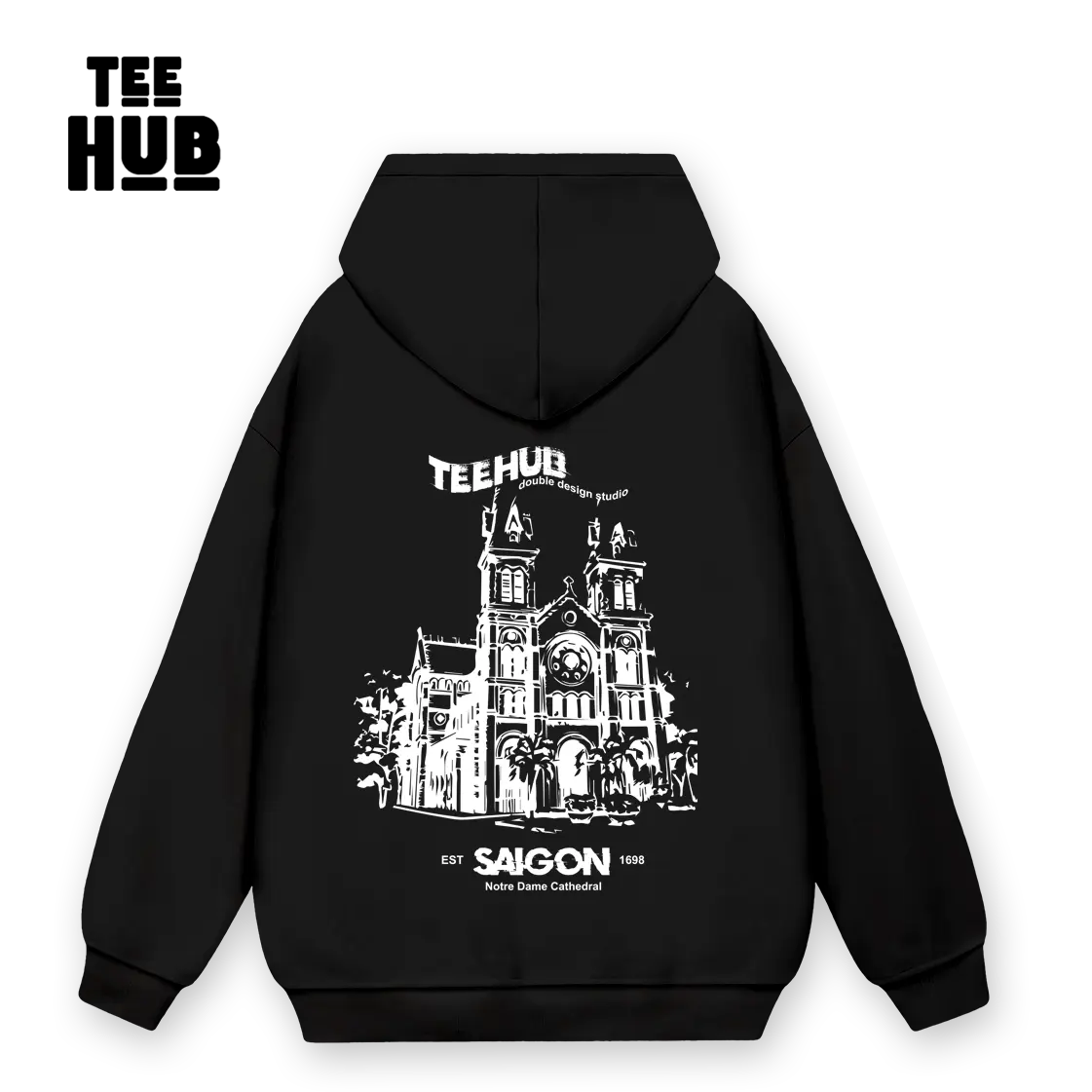 Áo Hoodie nỉ bông TEEHUB Sài Gòn Nhà Thờ nam nữ form rộng thu đông Local Brand