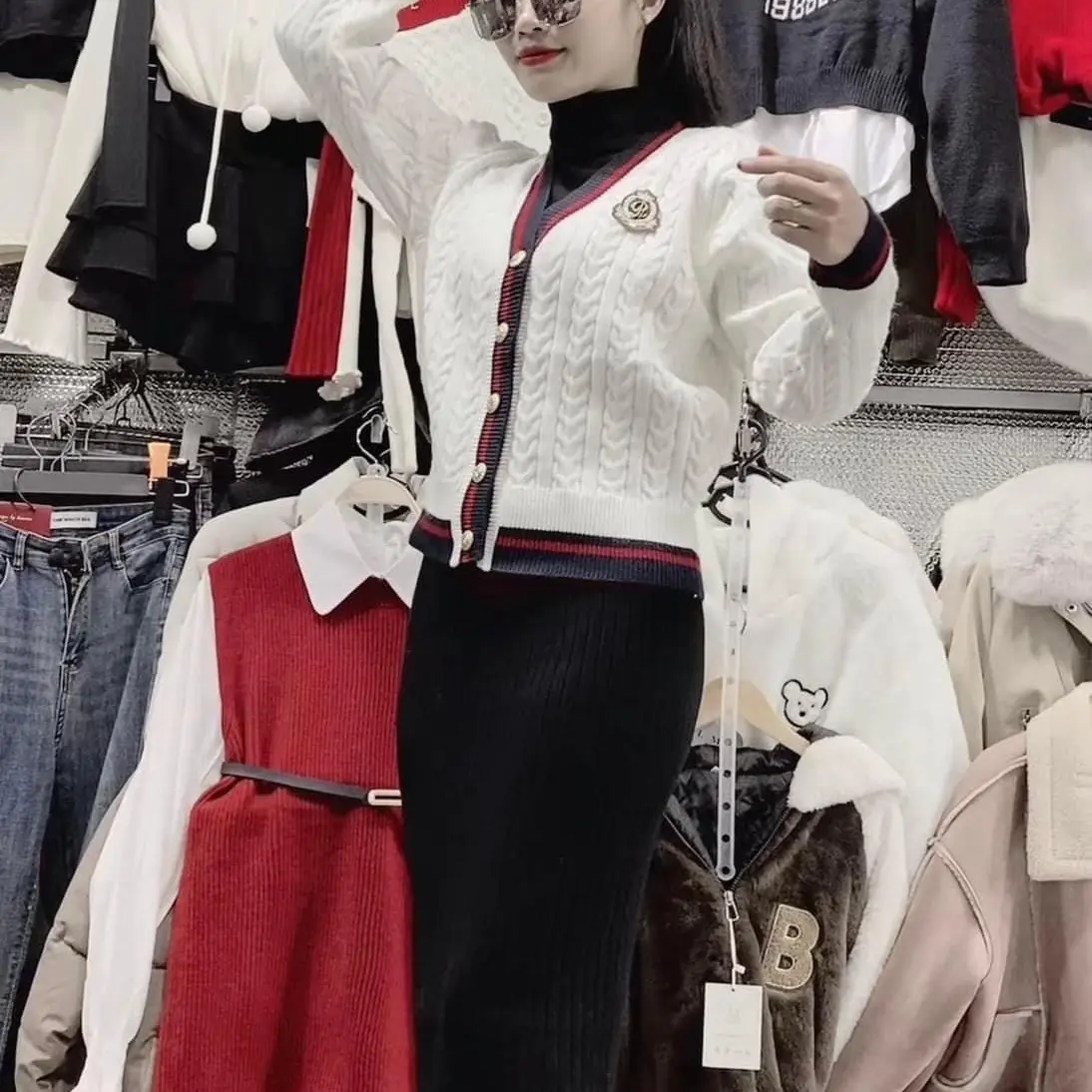 Ao khoac len cardigan Áo thu đông Nữ