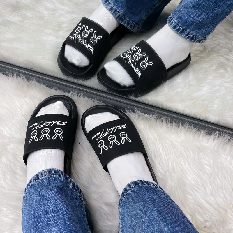 Dép Rabbit Town thêu thỏ nổi cute cho nữ đế cao 4cm DéP quai ngang