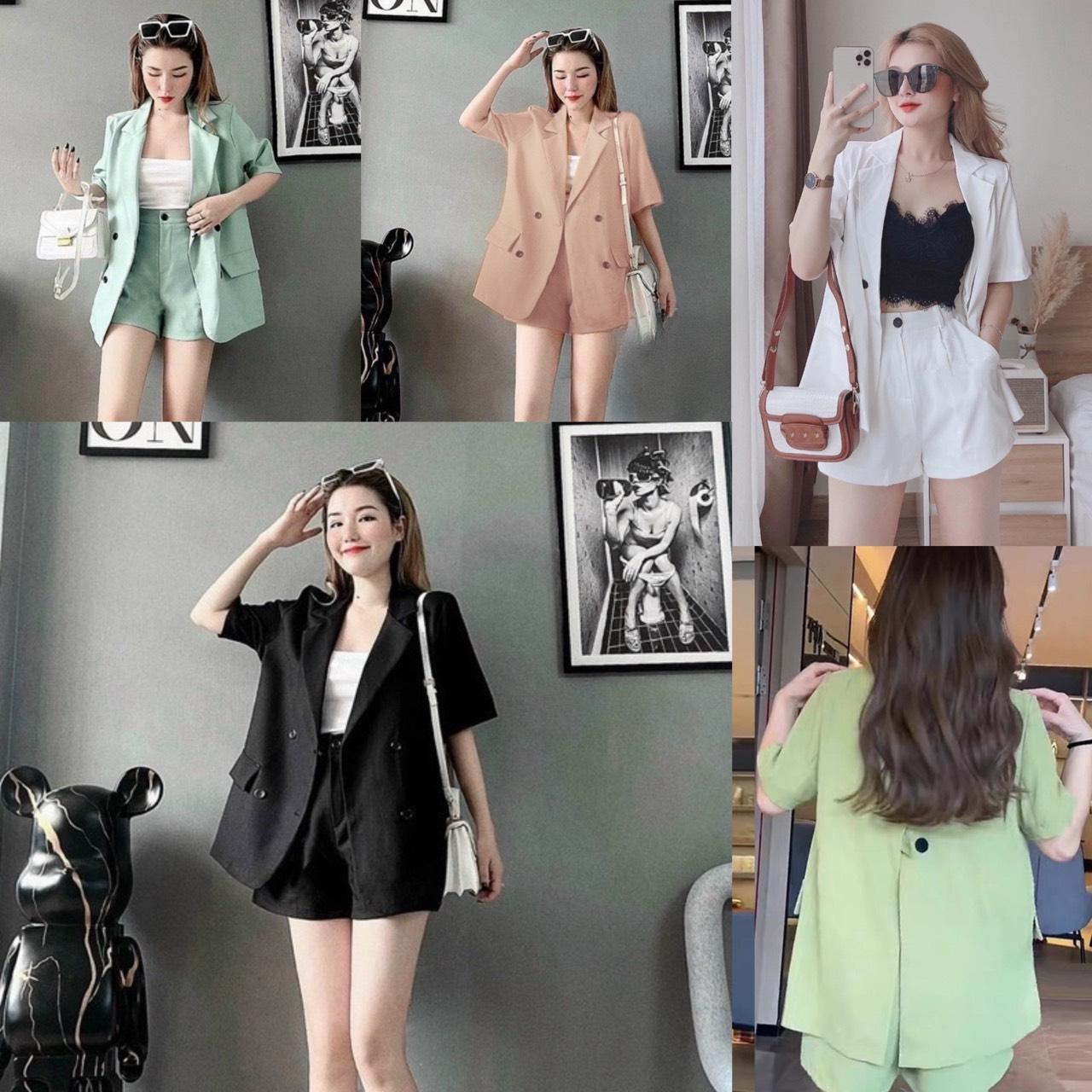 Bộ Quần Áo Vét - ÁoXẻ Tà ( Không có Áo Trong) Vải Cotton Lạnh 50 - 100Kg Dễ Thương Có Bigsize Cho các Nàng Nữ Women - A.1139