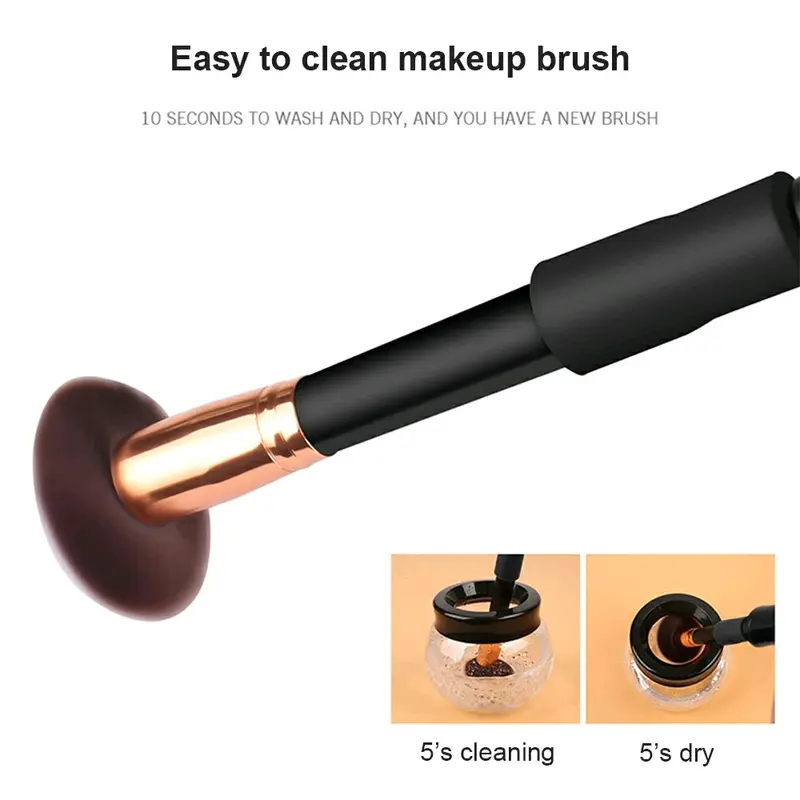 Electric Make up Brush Cleaner Dryer Set Machine Cosmetic Auto Clean Quick Dry-Black 5