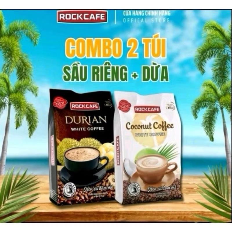 Combo 60 Gói Cà phê Sầu riêng và Cà Phê Dừa RockCafe - 2 Túi 600gram 30 gói 20g ( DURIAN CAFE) Coffee Cà Phê sầu riêng siêu ngon siêu hot - Cà phê sữa dừa thơm béo Socola cafe  sầu ca ba miền Bột Sô Cô La