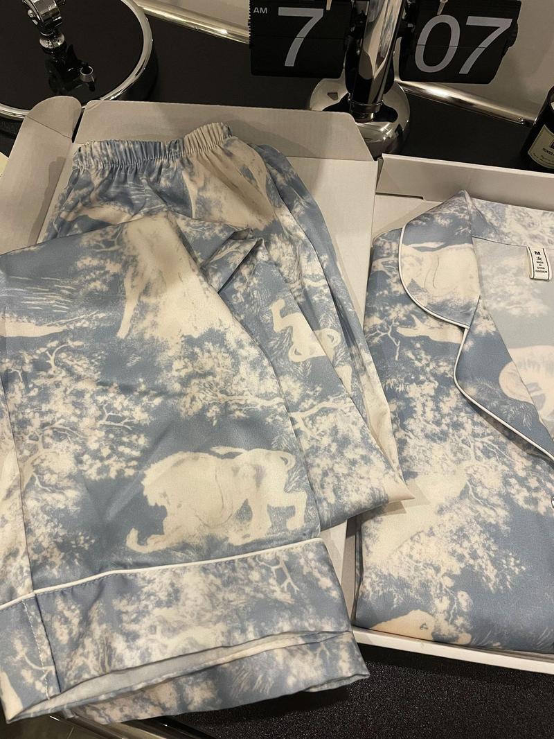 Product Introduction of Hi Mia's Shop | 2024 Spring/Summer New Arrival Ice Blue Secret Ice Silk Pajamas Women's Long-Sleeved French Korean Style Outdoor Home Delivery 6
