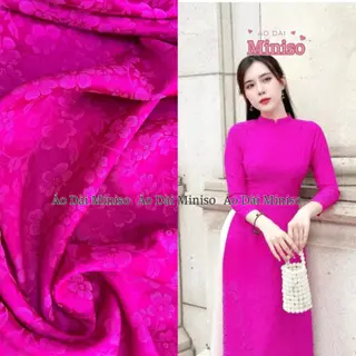 Áo dài gấm thanh liễu màu hồng tím