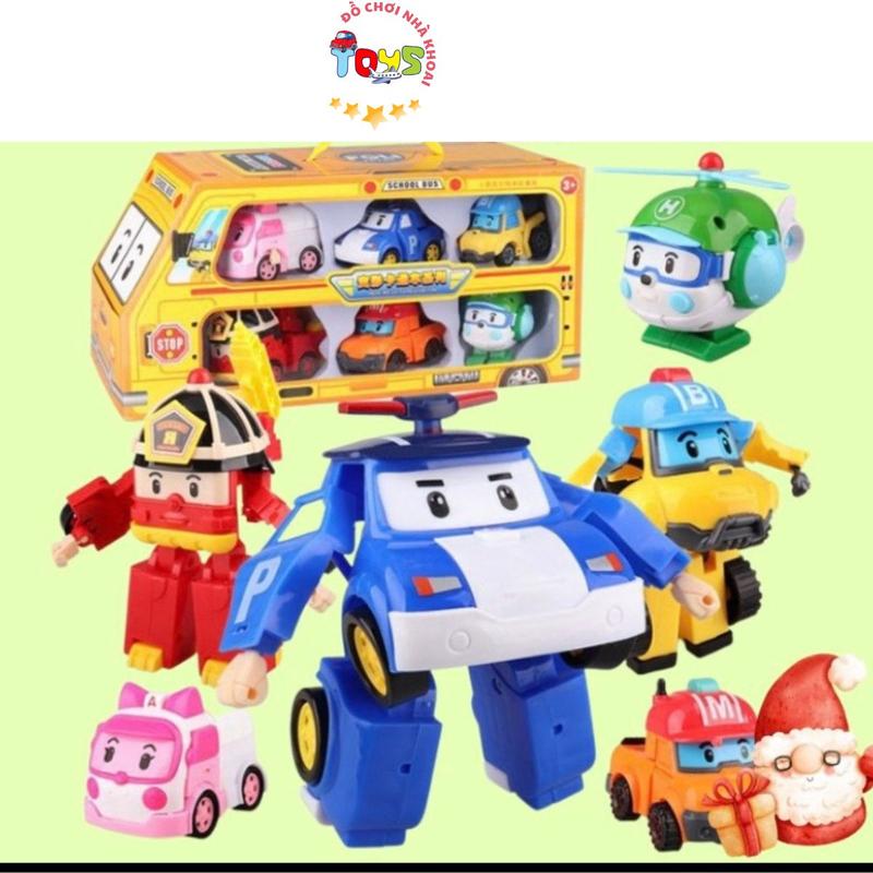 Hộp 6 Thành Viên Biệt Đội Robocar Poli Biến Hình Thành Máy Bay Và Robot Đồ Chơi Toy policar