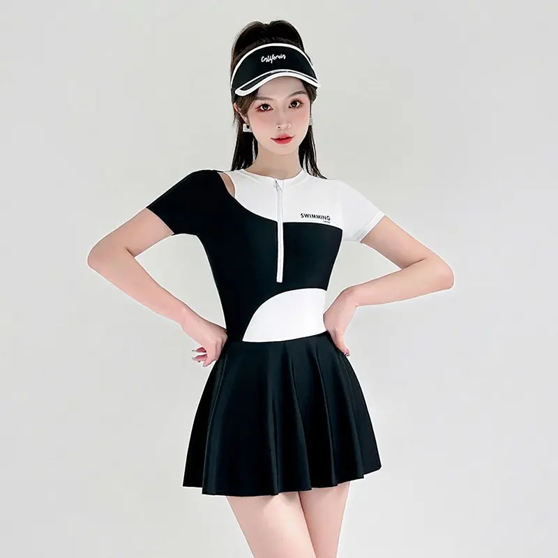 Đồ bơi nữ liền thân dáng váy có đệm ngực kiểu dáng thể thao vải mềm mại co giãn BD0066 2