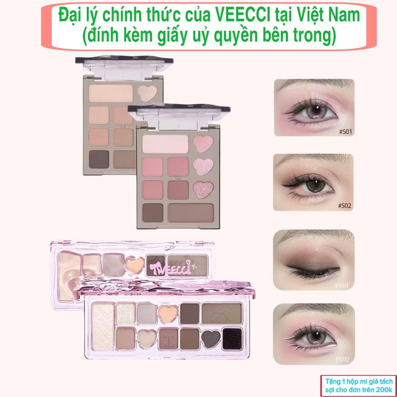  Bảng phấn mắt VEECCI 10 ô mini 4,2g và 11 ô 9,3g mềm mịn dễ tán ánh ngọc trai lì bền màu lâu trôi 