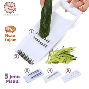 Alat Parut Parutan Pemotong Sayuran Buah Pisau Tajam Stainless Steel Potong Kentang Serbaguna 5 in 1 Multifungsi Kitchenware