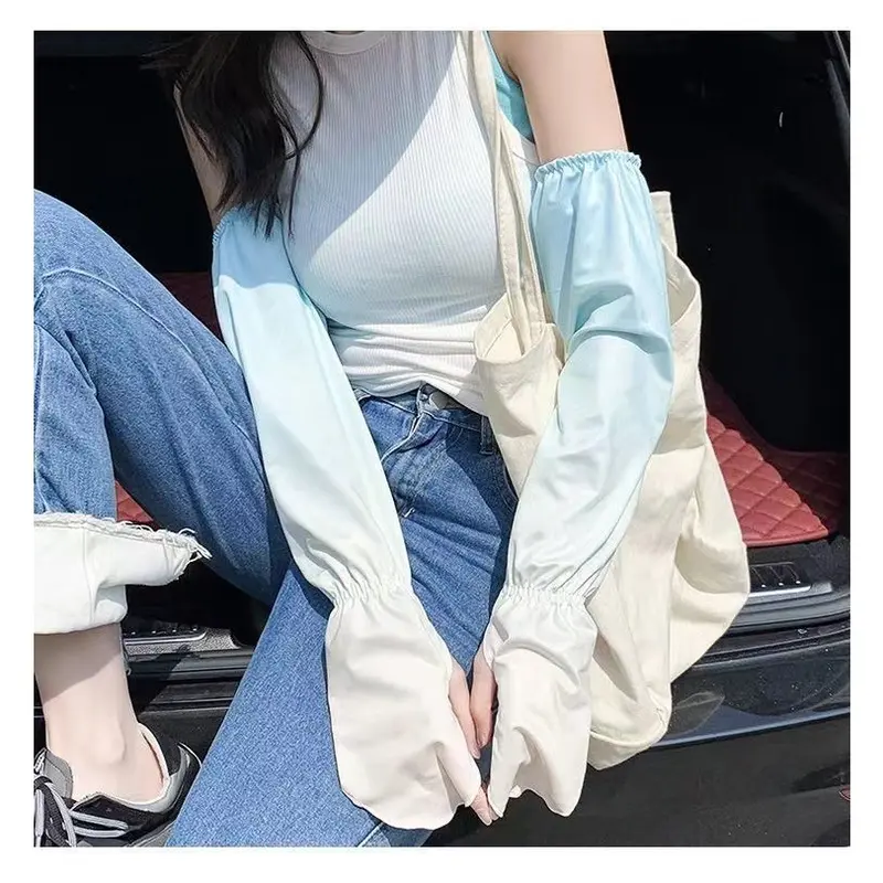 Warna Gradien Tabir Surya Lengan Tangan Sutra Es Mengemudi Longgar Ukuran Besar Mode Perlindungan UV Olahraga 1