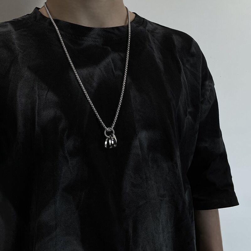 Product Introduction of Minority Fashion Ring Necklace Men's Ins Necklace Extended Sweater Chain Necklace Sweater Chain Long 22
