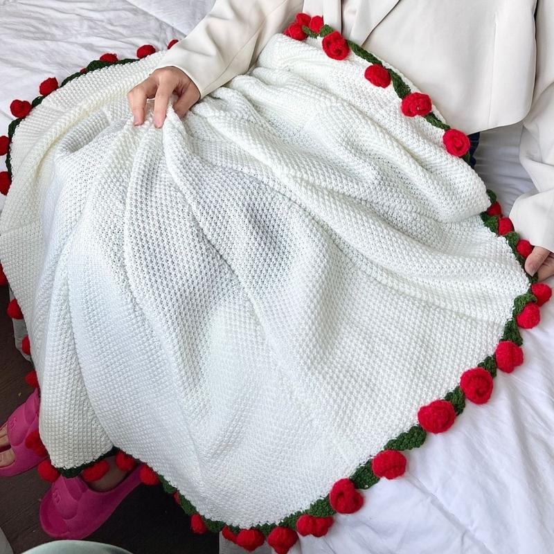 Chăn Bó Hoa Hồng, Thời Trang Sáng Tạo, Thủ Công Dệt Thủ Công, Chăn Dệt Kim Nhân Tạo, Gói Vật Liệu Chưa Hoàn Thiện, Thích Hợp Làm Quà Tặng Ngày Lễ 4