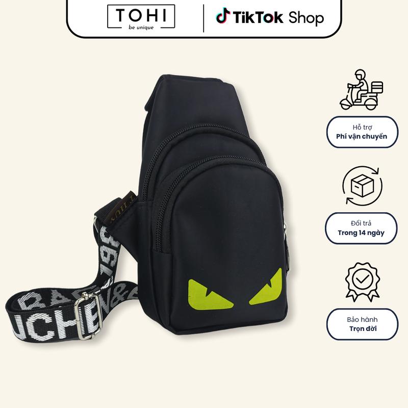 Túi chéo TOHI - Túi đeo chéo nam mini vải dù trơn - Size XS (siêu nhỏ) kích thước R5cmxD15cmxC20cm