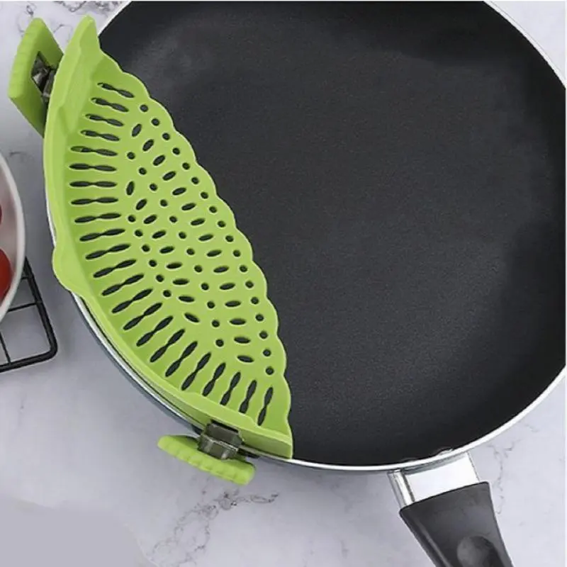 Silicone Clip-on Noodle Colander, 1 Count Multifunctional Food Clip-on Colander, Kitchen Cooking Tool for Meat, Vegetable, Fruit, Utensils 2