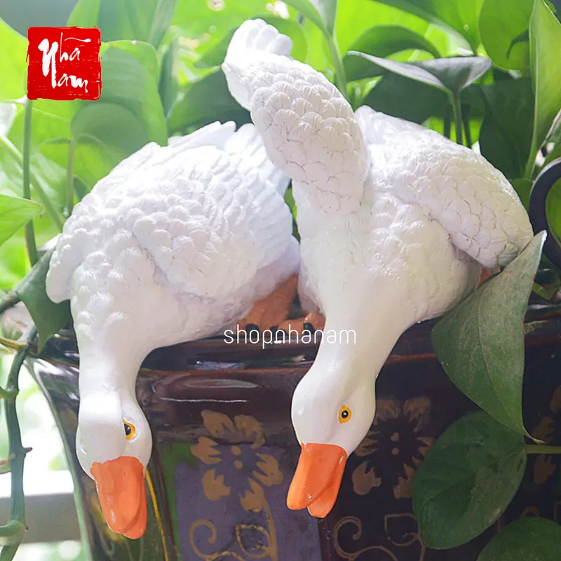Cặp tượng vịt size lớn bằng resin trang trí vườn cây tiểu cảnh decor nhà cửa 7