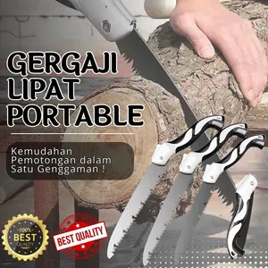 Gergaji Lipat Portable Multifungsi Super Tajam Warna Hitam Ukuran 180 Mm