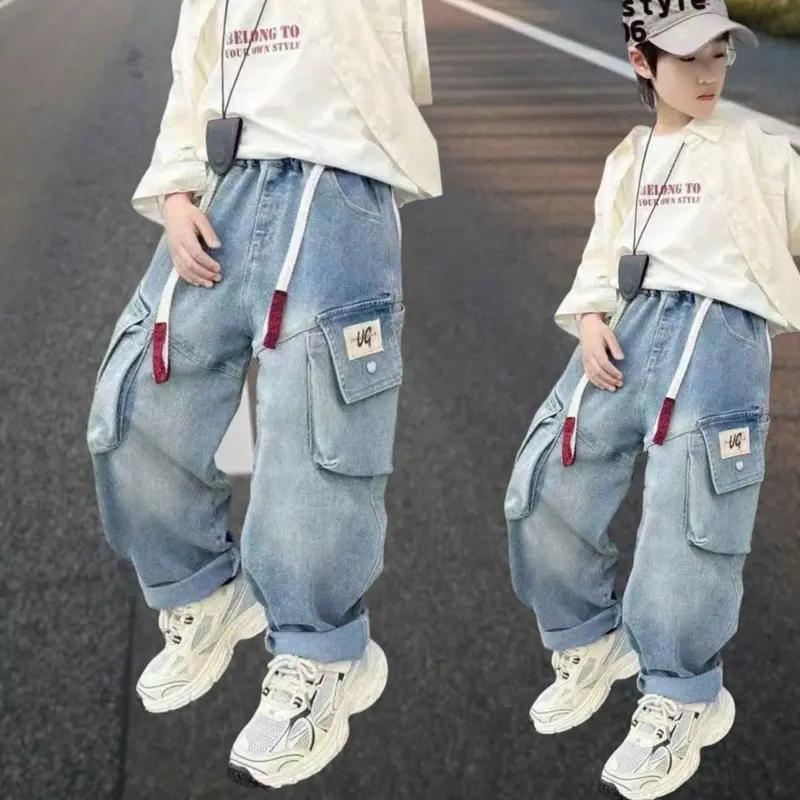 Quần jean nam size 23-45kg chất jean mềm co dãn 4 chiều/ fom chuẩn , quần jean dài bé trai