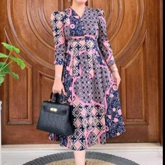 Dress batik mewah virall 8845 Manis Casual 1