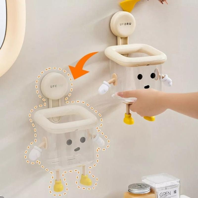 New Transparent Toothbrush Holder Wall-mounted Suction Cup Toilet Storage Rack No Punching Multifunctional Bathroom Storage Box 3