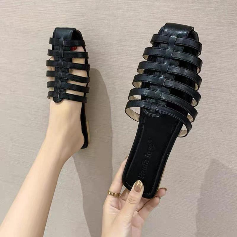Giày sục nữ đan dây mảnh mũi bán vuông( màu:trắng, đen, bò)-sục 7 dây( rọ 7 đây) Shoes DéP