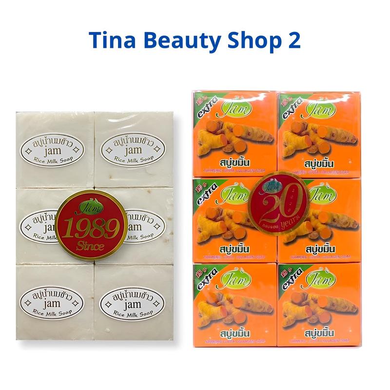 Lốc 12 Cục Xà Phòng Tắm Gạo Sữa Jam Thái Lan, Xà Phòng Nghệ Dưỡng Da Body