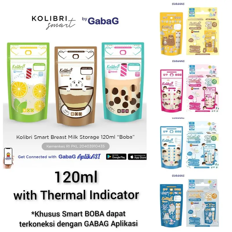 GABAG Kantong Asi Kolibri Smart 120 ml susu Baru lahir 0