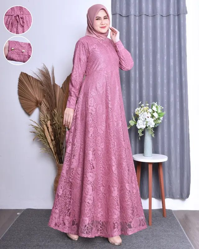 (COD) gamis burkat gamis kondangan dress pesta ada ukuran jumbo m.l.xl.xxl.xxxl free masker Wanita Muslim Lembut Mewah Tebal 8