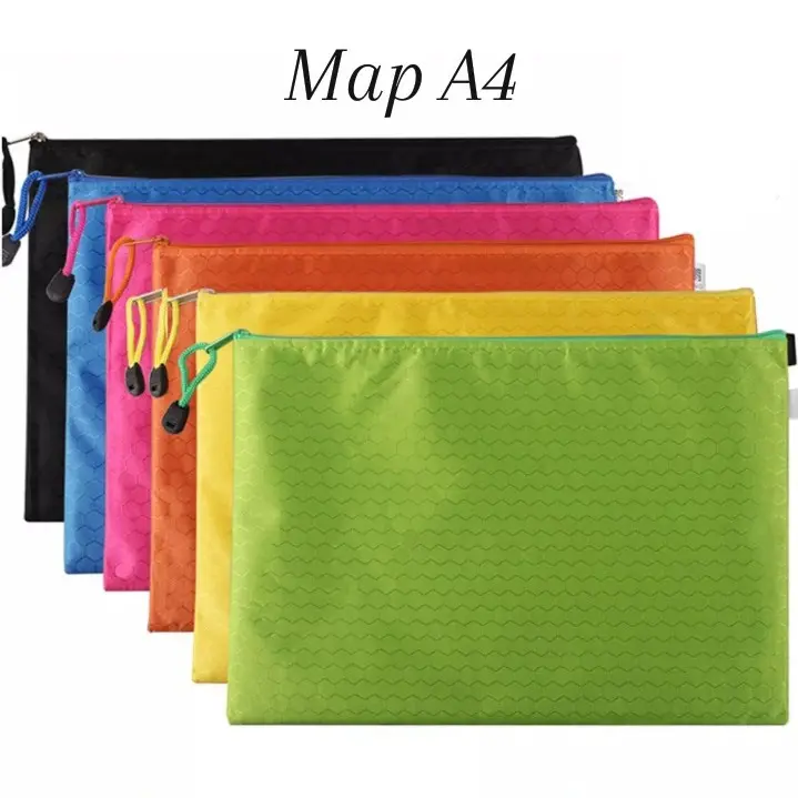COD Map Dokumen Buku Sleting A4 Kartun dan Pola Warna Warni Folder Plastik Mika Bening Jaring Karakter