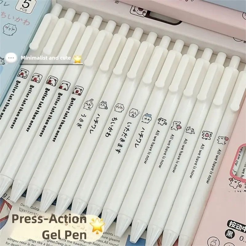 ชุดปากกาคลิกสัตว์น่ารัก 5 ชิ้น/กล่อง หมึกสีดำ 0.5 มม. มี 6 สไตล์ (คาปิบารา ชิคาวาว่า และฉลาม) ลายไม่ซ้ำใคร 5 แบบ เหมาะสำหรับโรงเรียน สำนักงาน และเป็นของขวัญ
