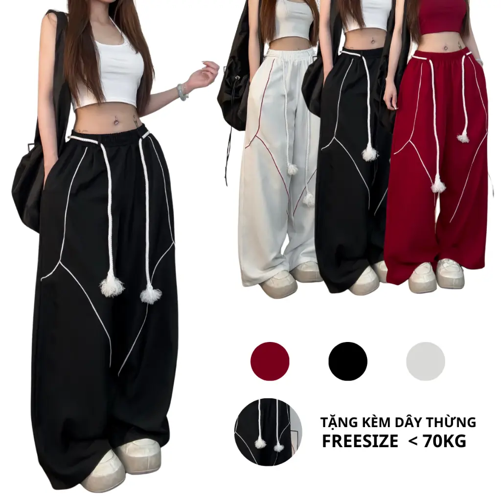 QUẦN KAKI ỐNG RỘNG ROW PHỐI DÂY THỪNG FFCLUB MIX - UNISEX NAM NỮ