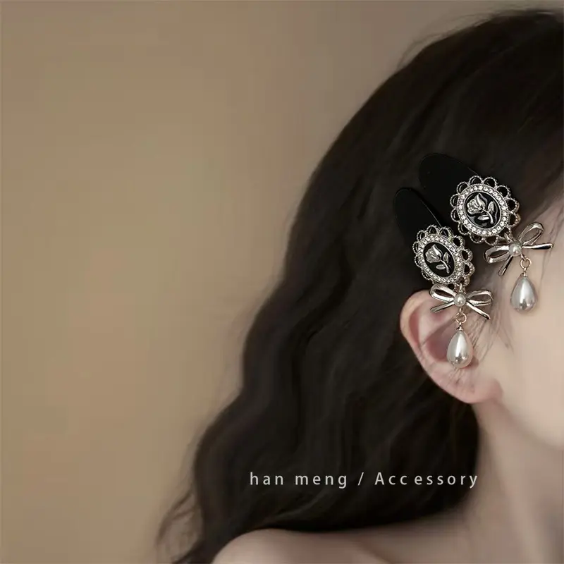 Art Deco Rose Metal Hairpin with Pearl Drop |     Retro Glamorous French Accessories 2025