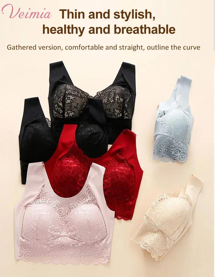 Women's thin vest style no wire lace bra