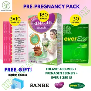 PAKET PRENAGEN ESENSIS FOLAVIT 400 MCG 30 TABLET EVER E 250 30 KAPSUL LUNAK PAKET PRENAGEN ESENSIS FOLAVIT 400 MCG 30 TABLET EVER E 250 30 KAPSUL LUNAK