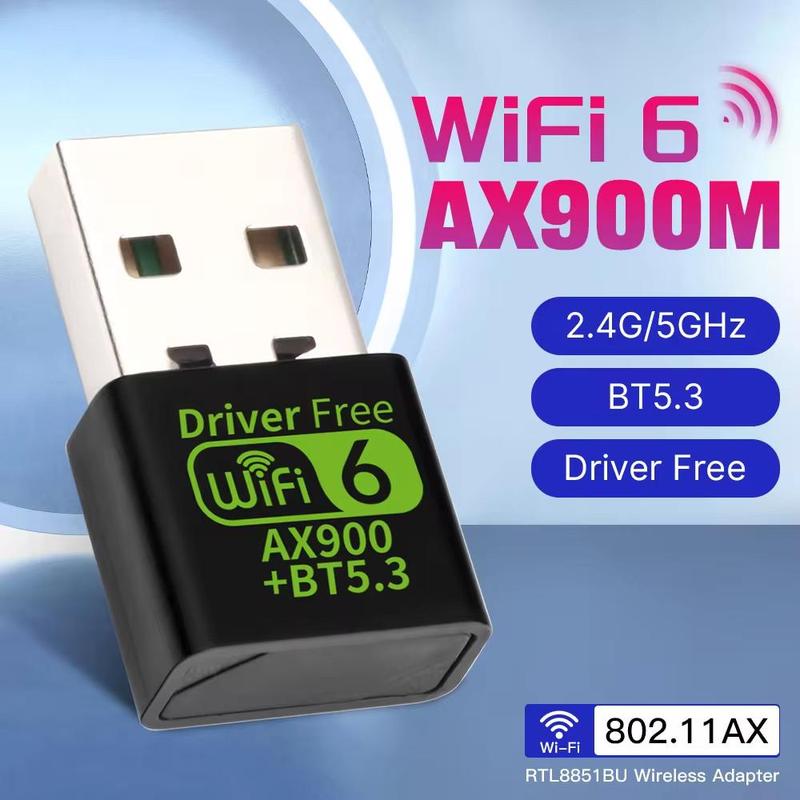 Product Introduction of Kebidumei Adapter USB WiFi 6 AX900 Bluetooth 5.3  Wireless Tourist Band Antenna  Wi-Fi 2.4G and 5GHz Suitable For PC Laptop Windows 10 11 Free Driver 40