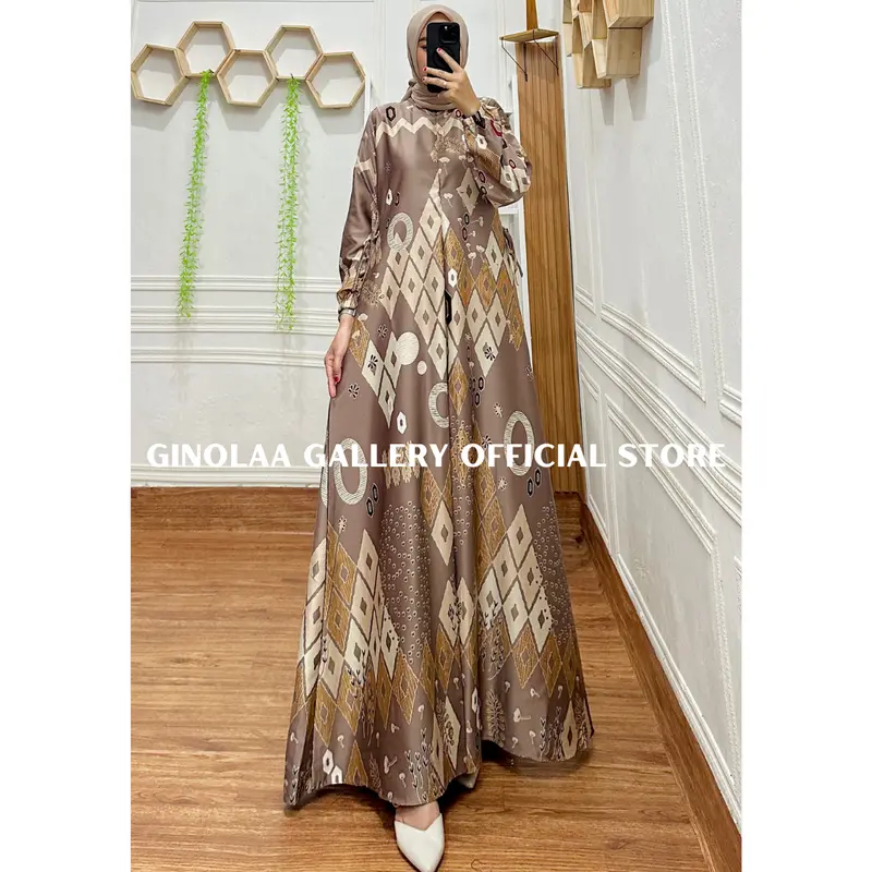 DRESS WANITA | GAMIS SILK PREMIUM | BUSUI FRIENDLY | MOTIF PIRAMIDA • simpel 1