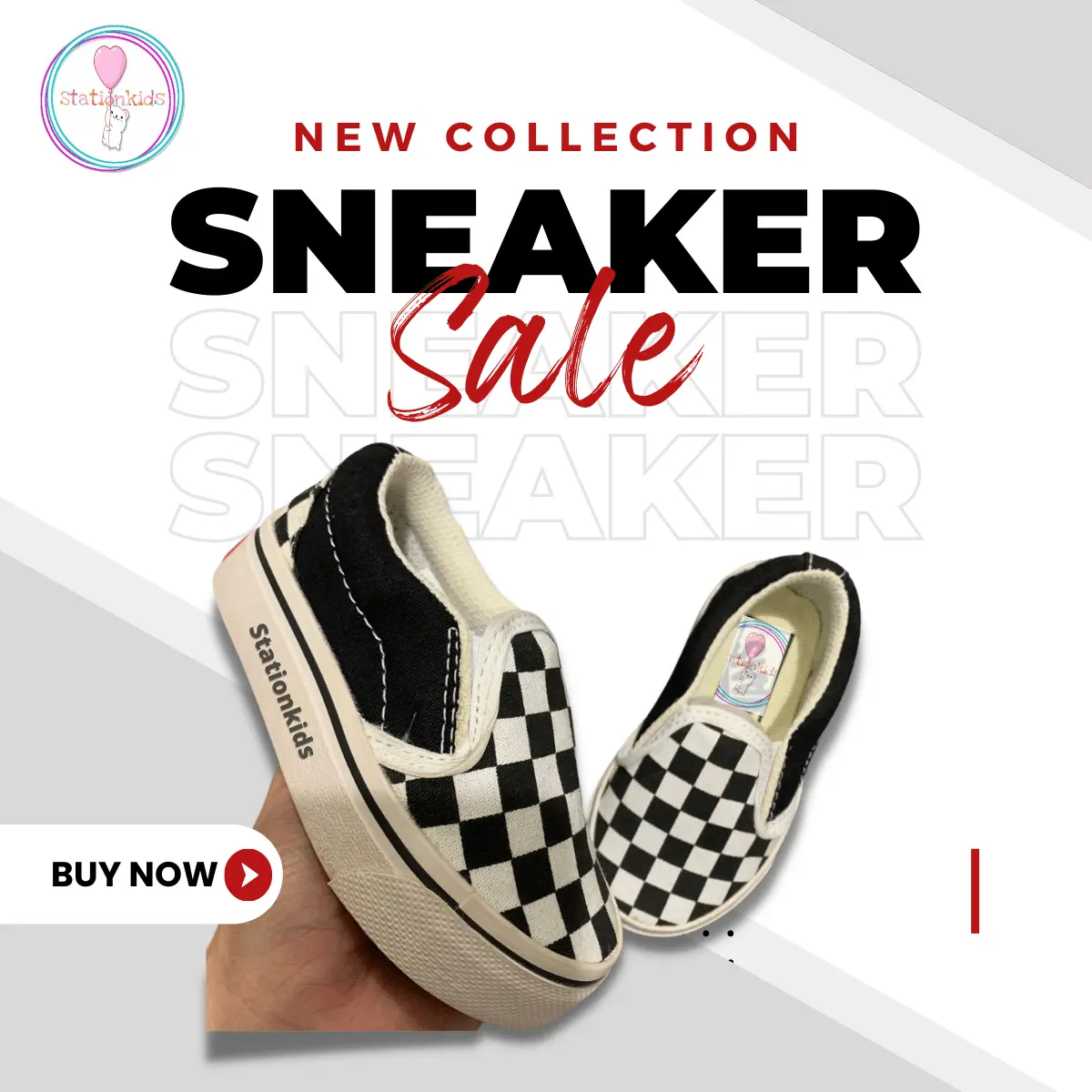 STKIDS Sepatu Anak Laki-laki Perempuan Slip on Classic Black White VNS