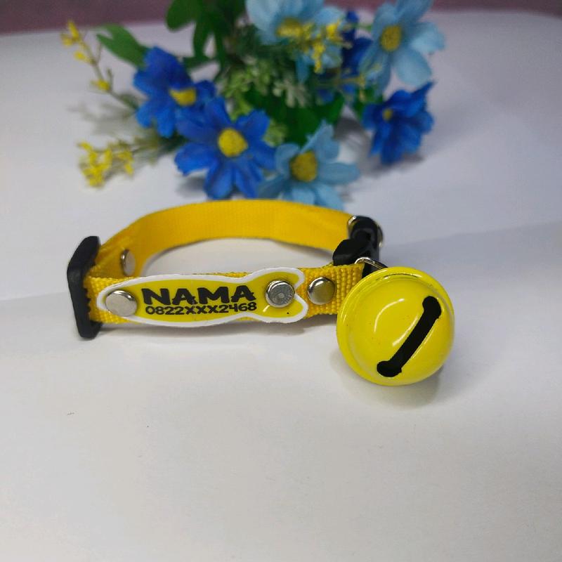 kalung kucing LONCENG JUMBO custom nama motif polos 6