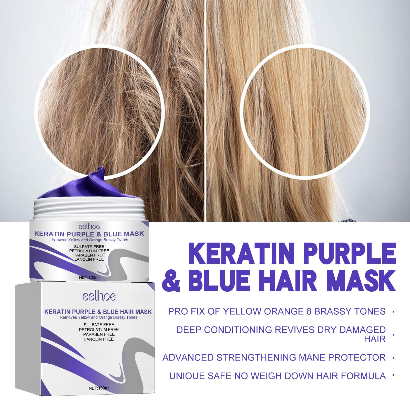 Masker Rambut Ungu EELHOE Melembapkan Ujung Rambut Terbelah, Rambut Kering Perm, dan Masker Melembapkan Rambut Halus Conditioner Vitamin Haircare Shampoo Perawatan Ketombe Kutu