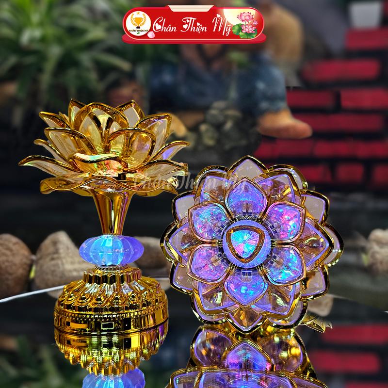 [Hàng Loại A] Đèn Thờ Hoa Sen 60 Bài, Máy Nghe Kinh CHÂN THIỆN MỸ Đổi Màu, Dùng Pin AA Hoặc Cắm Điện