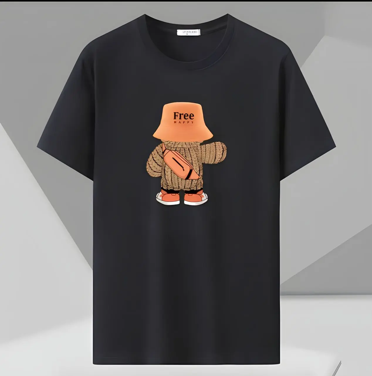 Kaos Unisex Kaos Pria Teddy Free Pakaian Laki Laki Baju Cowok Kaos Lengan Pendek Oblong Distro Tshirt Man COD Katun Santai Crew  Panjang Atasan kaos