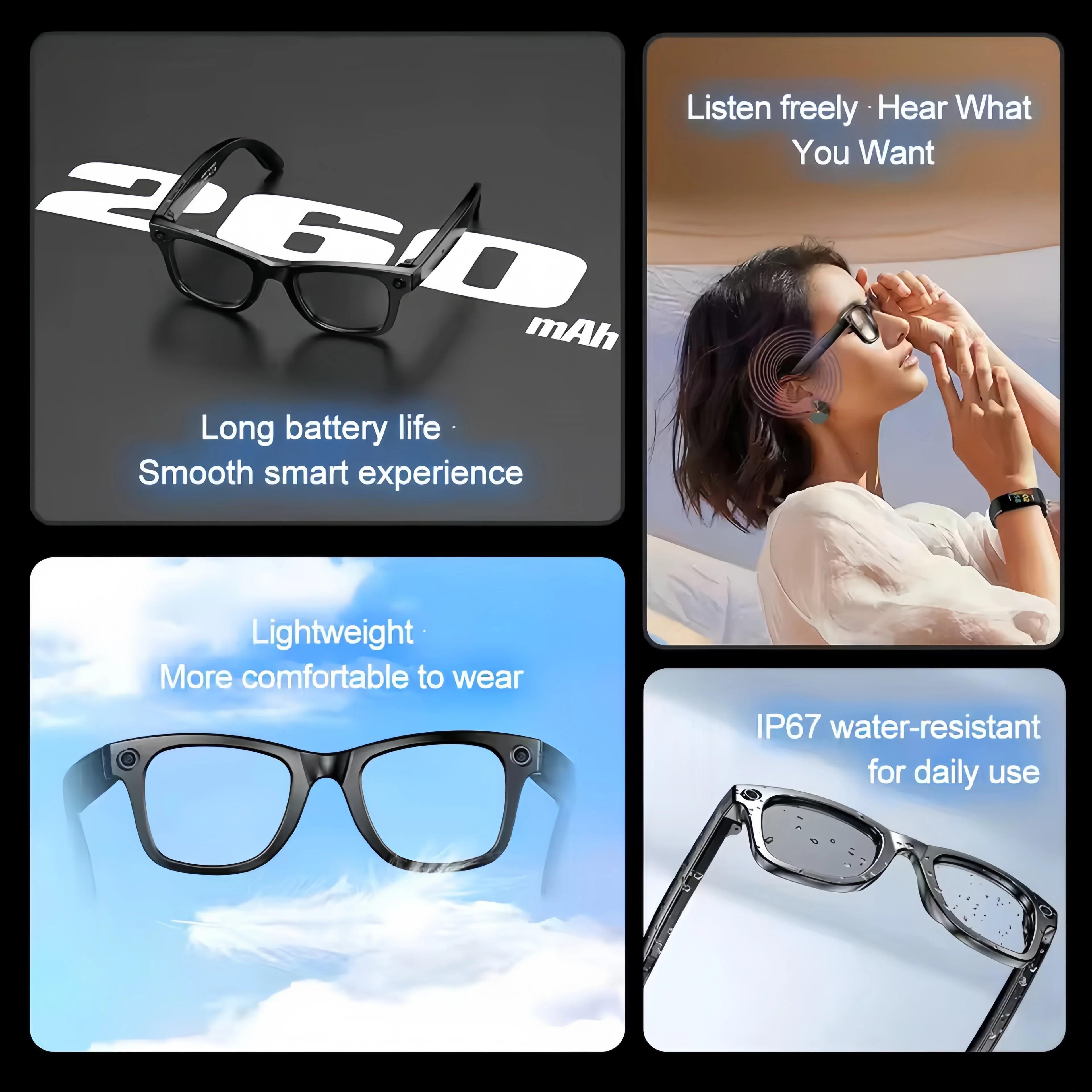 2025  Smart  Sunglasses ai smart glasses with Camera Video 8MP Translation  Bluetooth Call Music Play Men Women  Recording 100+ - Image 2