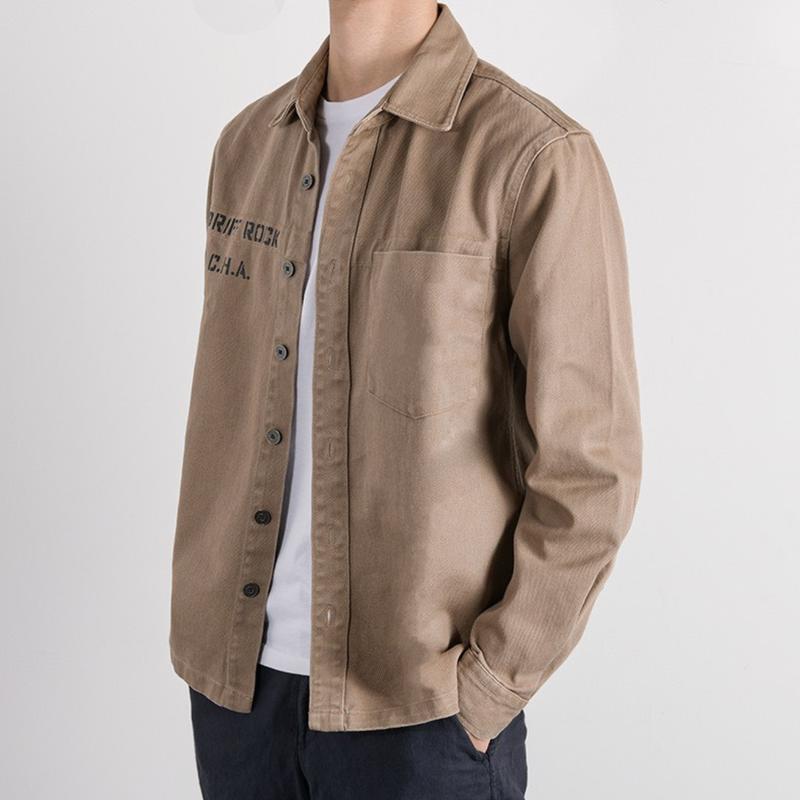 Áo Khoác Sơ Mi Chất Liệu Kaki Dày Dặn, Áo sơ mi nam in chữ somidep Menswear