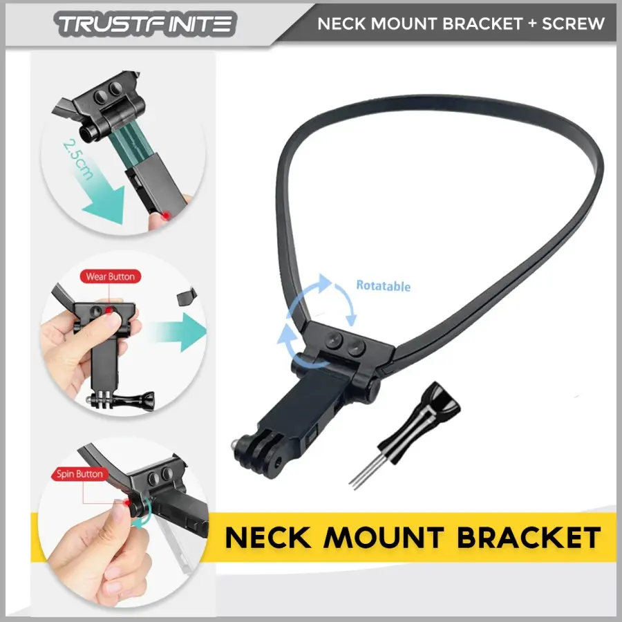 360 Neck Holder Mount GoPro Akaso Brica Action Cam Mount / Kalung HP