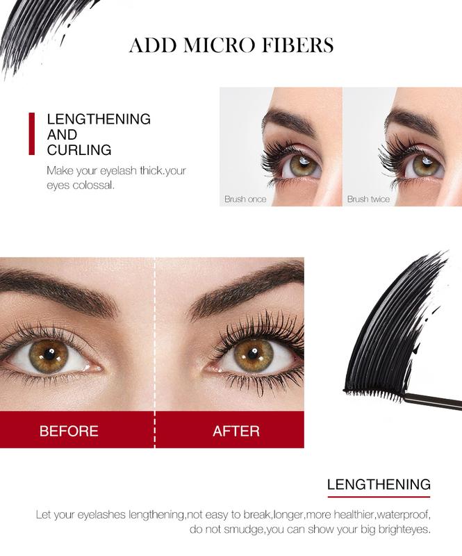 Product Introduction of 4Pcs Eyes Makeup Set 3D Fiber Mascara+eyebrow pencil+eyeliner+eyelash curler Waterproof Long Lasting 27