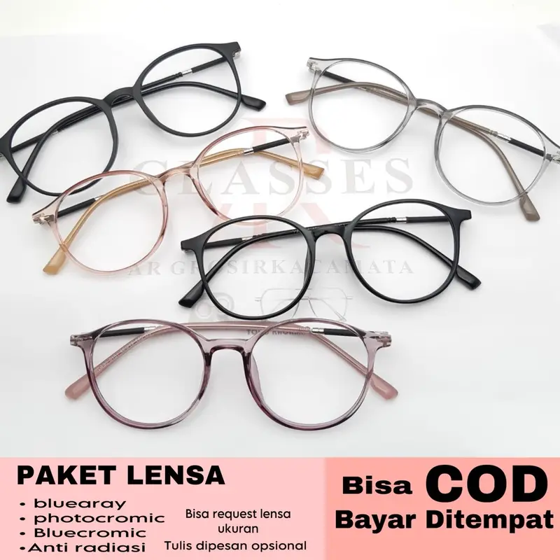 kacamata Fashion Lentur tr90 AR8151 Perempuan Laki-laki Biru Blueray Frame Lensa Photocromic Putih Eyewear Bluecromic Hitam Glasses 0