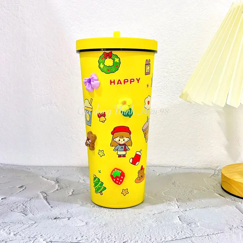 Ly Giữ Nhiệt Pastel Cao Cấp - Dung Tích 750ml - ( Tặng Kèm Túi Nhựa + Cọ Rửa + Sticker 2D và 3D ) cốc  giữ ly 2