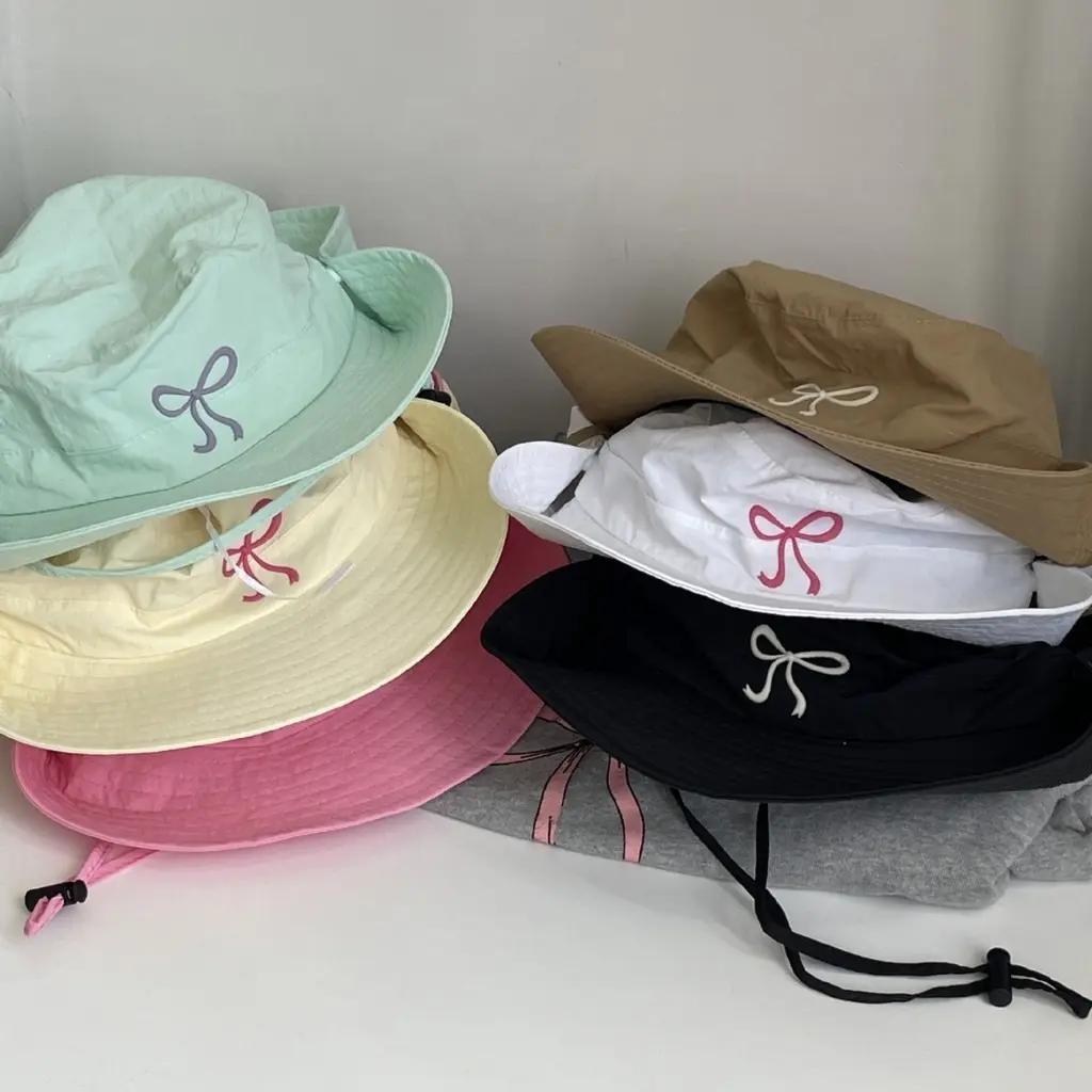 Mũ Bucket Mỏng Nhanh Khô, Thiết Kế Nơ Dễ Thương, Dành Cho Nữ, Thích Hợp Cho Các Hoạt Động Mùa Hè, Cắm Trại Và Câu Cá, Phong Cách Mũ Ngư Dân Nón Tai Bèo